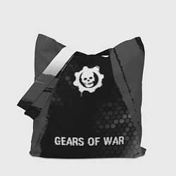 Сумка-шопер Gears of War glitch на темном фоне: символ, надпис, цвет: 3D-принт