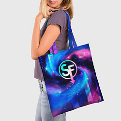 Сумка-шопер Sally Face неоновый космос, цвет: 3D-принт — фото 2
