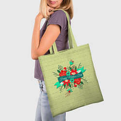Сумка-шопер Happy Mothers Day - букет, цвет: 3D-принт — фото 2