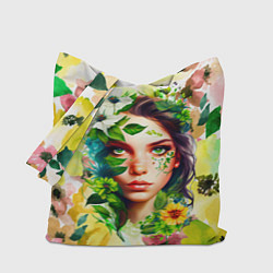 Сумка-шопер Девушка Весна - акварель, цвет: 3D-принт