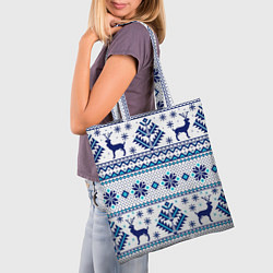 Сумка-шопер Happy new year, blue deer, цвет: 3D-принт — фото 2