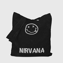 Сумка-шопер Nirvana glitch на темном фоне: символ, надпись, цвет: 3D-принт