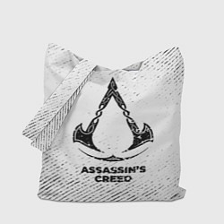Сумка-шопер Assassins Creed с потертостями на светлом фоне, цвет: 3D-принт