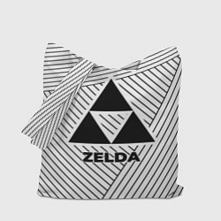 Сумка-шопер Символ Zelda на светлом фоне с полосами, цвет: 3D-принт
