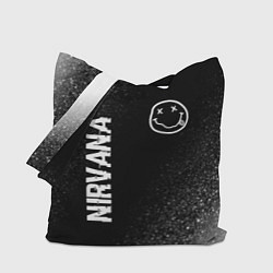 Сумка-шопер Nirvana glitch на темном фоне: надпись, символ, цвет: 3D-принт