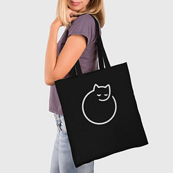 Сумка-шопер Минималистичный круглый кот, цвет: 3D-принт — фото 2