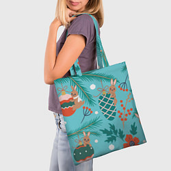 Сумка-шопер Кролики на ёлочке, цвет: 3D-принт — фото 2