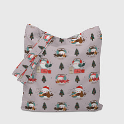 Сумка-шопер A bird with new years gifts, цвет: 3D-принт