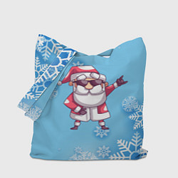 Сумка-шопер Крутой Дед Мороз - снежинки, цвет: 3D-принт