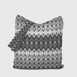 Сумка-шопер Серый геометрический полосатый орнамент, цвет: 3D-принт