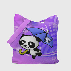 Сумка-шоппер Панда с зонтиком бежит в гости