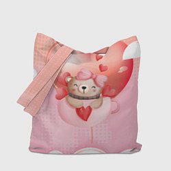 Сумка-шопер Мишка в чашке с сердечком, цвет: 3D-принт
