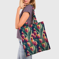 Сумка-шопер Много тюльпанов, цвет: 3D-принт — фото 2