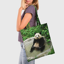 Сумка-шопер Панда отдыхает в ванной, цвет: 3D-принт — фото 2