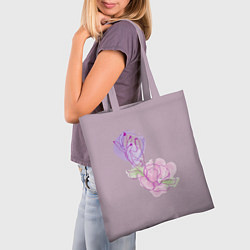 Сумка-шопер Лайн арт рука и цветок, цвет: 3D-принт — фото 2