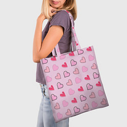 Сумка-шопер Валентинки на нежно-розовом фоне, цвет: 3D-принт — фото 2