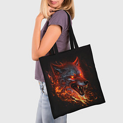 Сумка-шопер Огненный злой волк с красными глазами, цвет: 3D-принт — фото 2