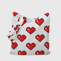 Сумка-шоппер Сердца в стиле пиксель-арт