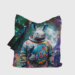 Сумка-шопер Rhino in spacesuit - neural network, цвет: 3D-принт