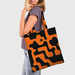 Сумка-шопер Черно-оранжевый абстрактный лабиринт, цвет: 3D-принт — фото 2