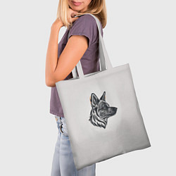 Сумка-шопер Немецкая овчарка чёрно-белый эскиз, цвет: 3D-принт — фото 2