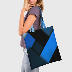 Сумка-шопер Геометрия синие полосы, цвет: 3D-принт — фото 2