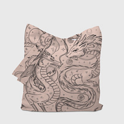 Сумка-шоппер Дракон - унесенные призраками: тату на бежевом