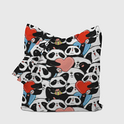 Сумка-шопер Панды с сердечками, цвет: 3D-принт