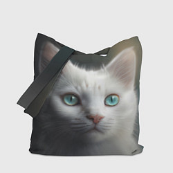 Сумка-шопер Милый белый кот с голубыми глазами, цвет: 3D-принт