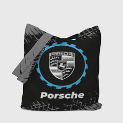 Сумка-шопер Porsche в стиле Top Gear со следами шин на фоне, цвет: 3D-принт