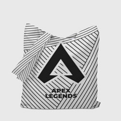 Сумка-шопер Символ Apex Legends на светлом фоне с полосами, цвет: 3D-принт