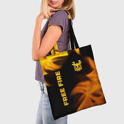Сумка-шопер Free Fire - gold gradient: надпись, символ, цвет: 3D-принт — фото 2