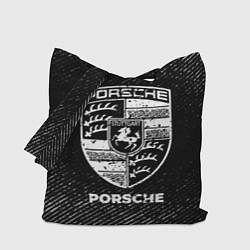 Сумка-шопер Porsche с потертостями на темном фоне, цвет: 3D-принт
