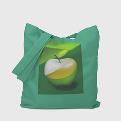 Сумка-шопер Зеленое яблоко на мятном фоне, цвет: 3D-принт
