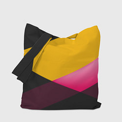 Сумка-шоппер Желто-розовый дизайн на черном фоне