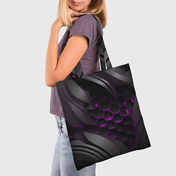 Сумка-шопер Черные объекты с фиолетовой сеткой, цвет: 3D-принт — фото 2
