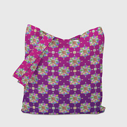 Сумка-шопер Абстрактные разноцветные узоры на пурпурно-фиолето, цвет: 3D-принт