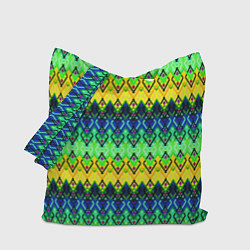 Сумка-шопер Разноцветный желто-синий геометрический орнамент, цвет: 3D-принт