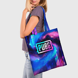 Сумка-шопер PUBG неоновый космос, цвет: 3D-принт — фото 2