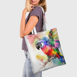 Сумка-шопер Разноцветный акварельный попугай, цвет: 3D-принт — фото 2