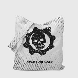 Сумка-шопер Gears of War с потертостями на светлом фоне, цвет: 3D-принт