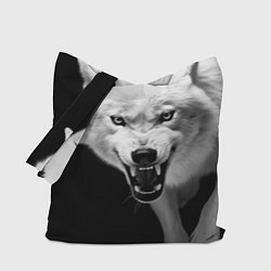 Сумка-шопер Агрессивный белый волк, цвет: 3D-принт