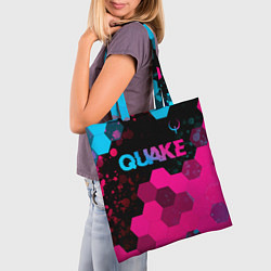 Сумка-шопер Quake - neon gradient: символ сверху, цвет: 3D-принт — фото 2