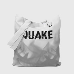 Сумка-шопер Quake glitch на светлом фоне: символ сверху, цвет: 3D-принт