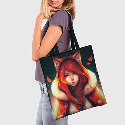 Сумка-шопер Рыжая девушка-лиса, цвет: 3D-принт — фото 2