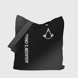 Сумка-шопер Assassins Creed glitch на темном фоне: надпись, си, цвет: 3D-принт