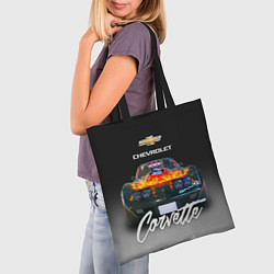 Сумка-шопер Американская маслкар 70-х годов Chevrolet Corvette, цвет: 3D-принт — фото 2
