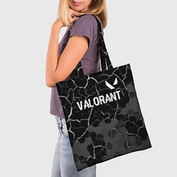 Сумка-шопер Valorant glitch на темном фоне: символ сверху, цвет: 3D-принт — фото 2