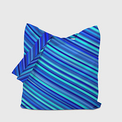 Сумка-шопер Сине голубые узорчатые полосы, цвет: 3D-принт