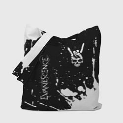 Сумка-шопер Evanescence и рок символ на темном фоне, цвет: 3D-принт